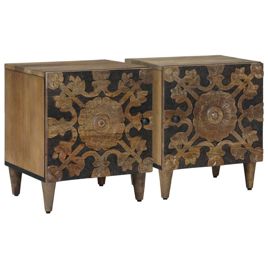 vidaXL Bedside Cabinet 2 pcs Brown 40 x 33.5 x 46 cm Solid Mango Wood