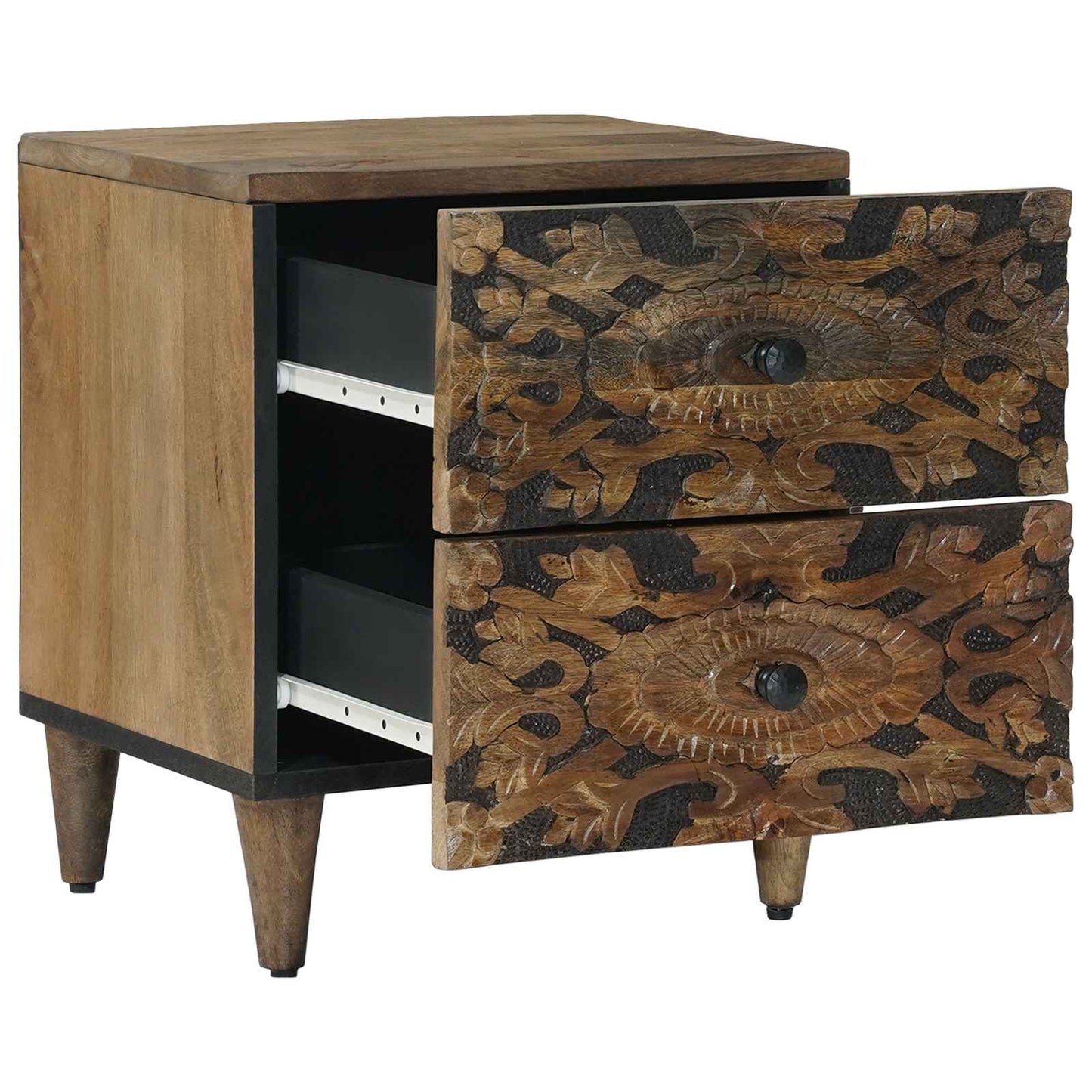 vidaXL Bedside Cabinet 2 pcs Brown 40 x 33.5 x 46 cm Solid Mango Wood