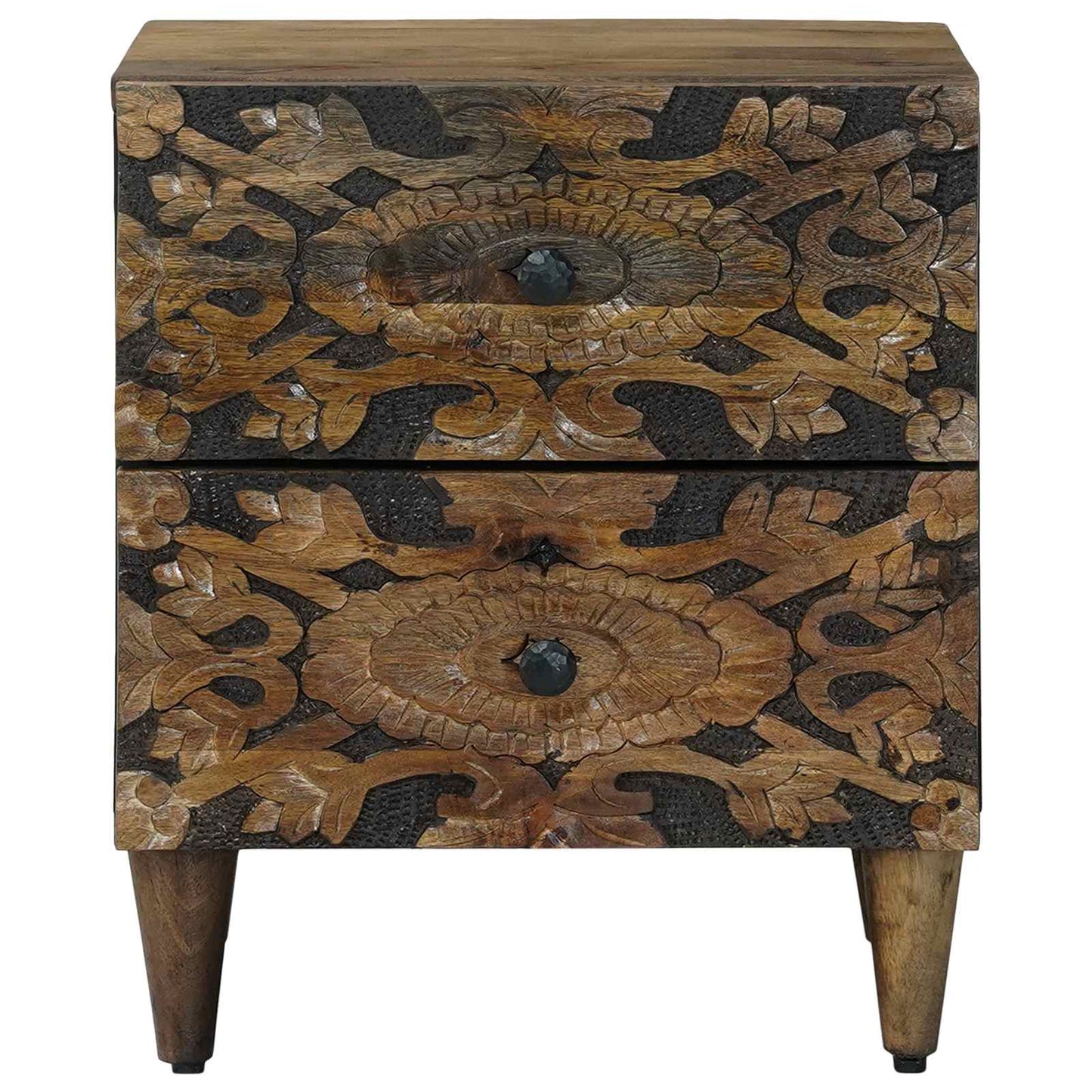 vidaXL Bedside Cabinet 2 pcs Brown 40 x 33.5 x 46 cm Solid Mango Wood
