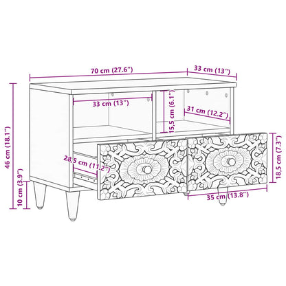 vidaXL TV Cabinet Brown 70 x 33.5 x 46 cm Solid Mango Wood