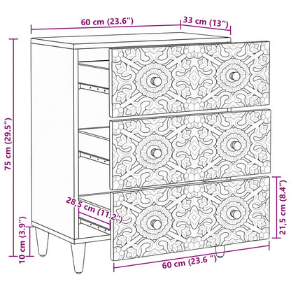 vidaXL Storage Sideboard Brown 60 x 33.5 x 75 cm Solid Mango Wood