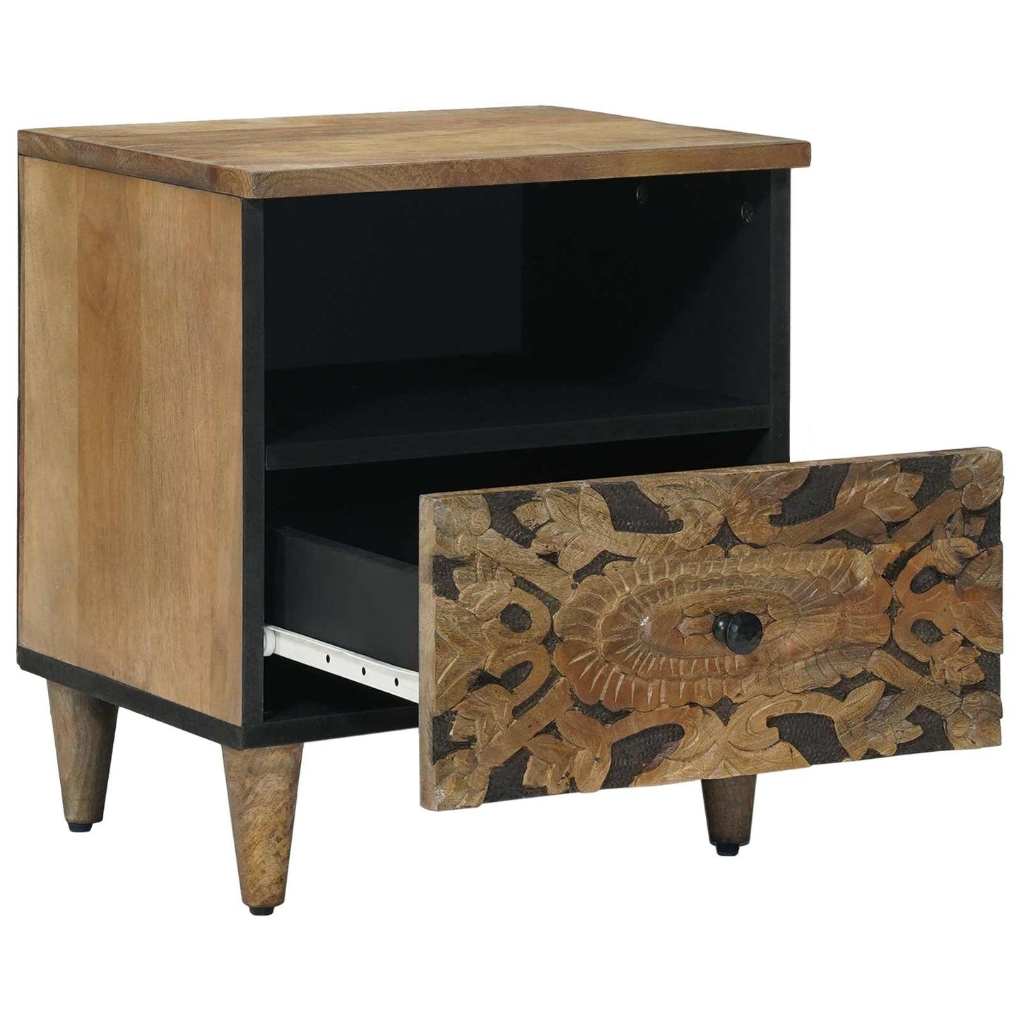 vidaXL Bed cabinet with Drawer Brown 40 x 33 x 46 cm Solid Mango Wood