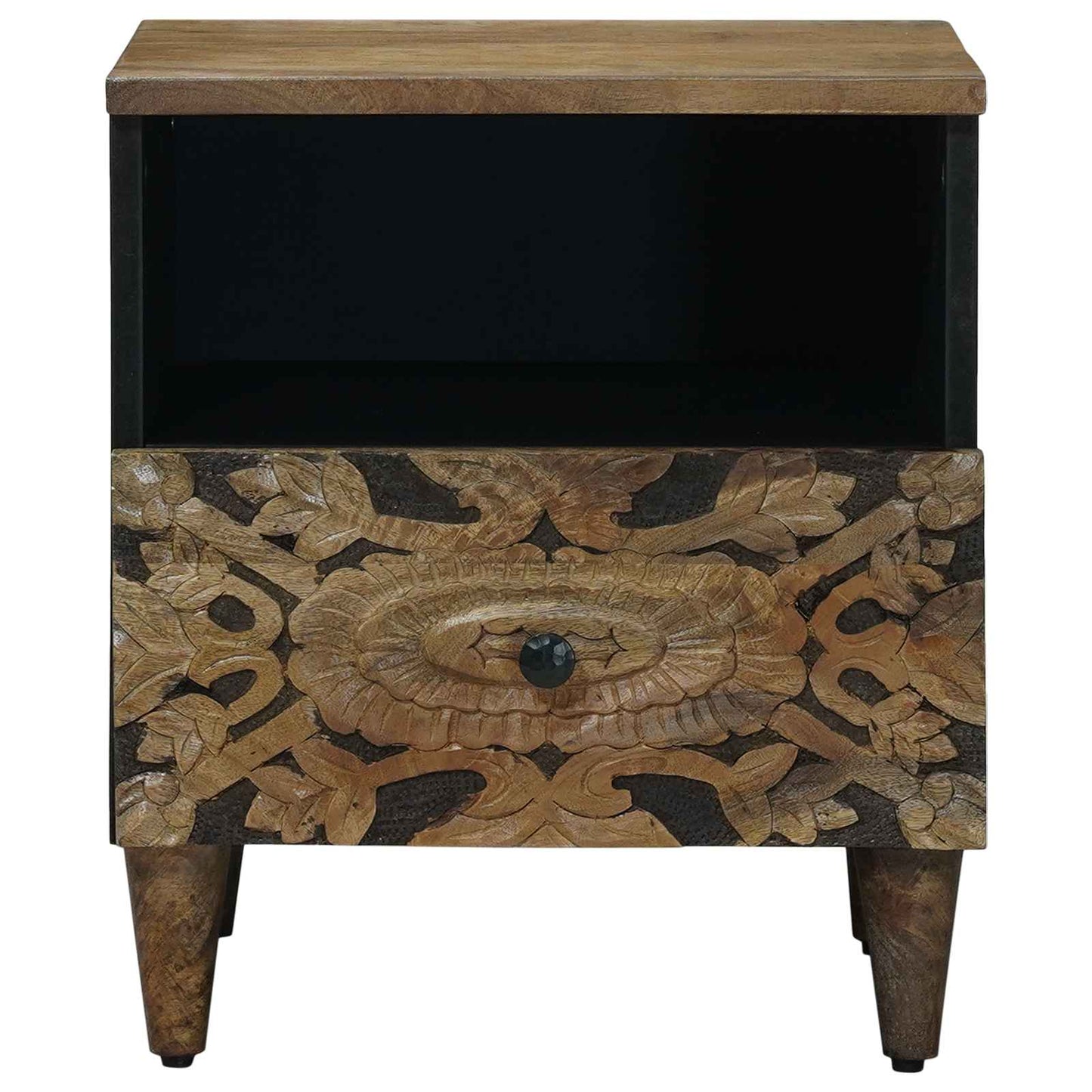 vidaXL Bed cabinet with Drawer Brown 40 x 33 x 46 cm Solid Mango Wood
