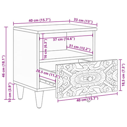 vidaXL Bed cabinet with Drawer Brown 40 x 33 x 46 cm Solid Mango Wood