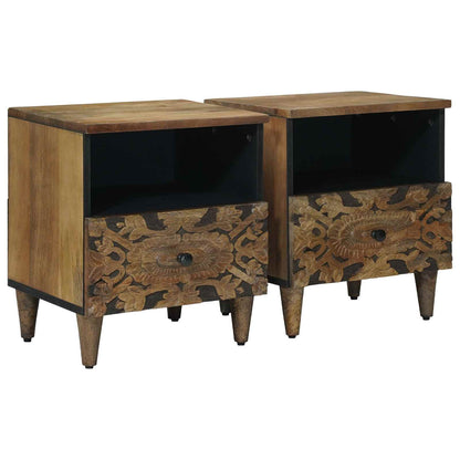 vidaXL Bed cabinet 2 pcs Brown 40 x 33 x 46 cm Solid Mango Wood