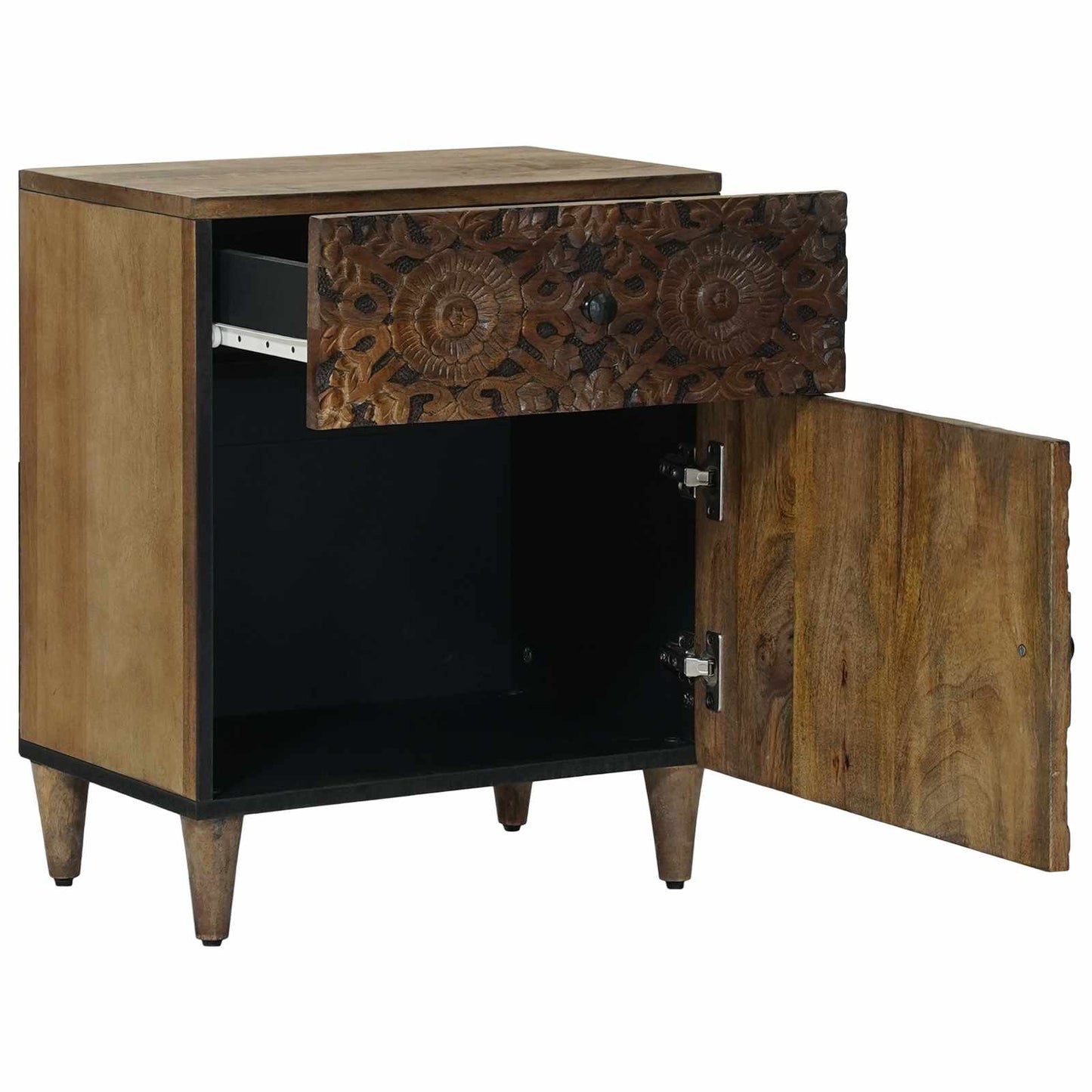 vidaXL Bed cabinet with Drawer Brown 50 x 33 x 60 cm Solid Mango Wood