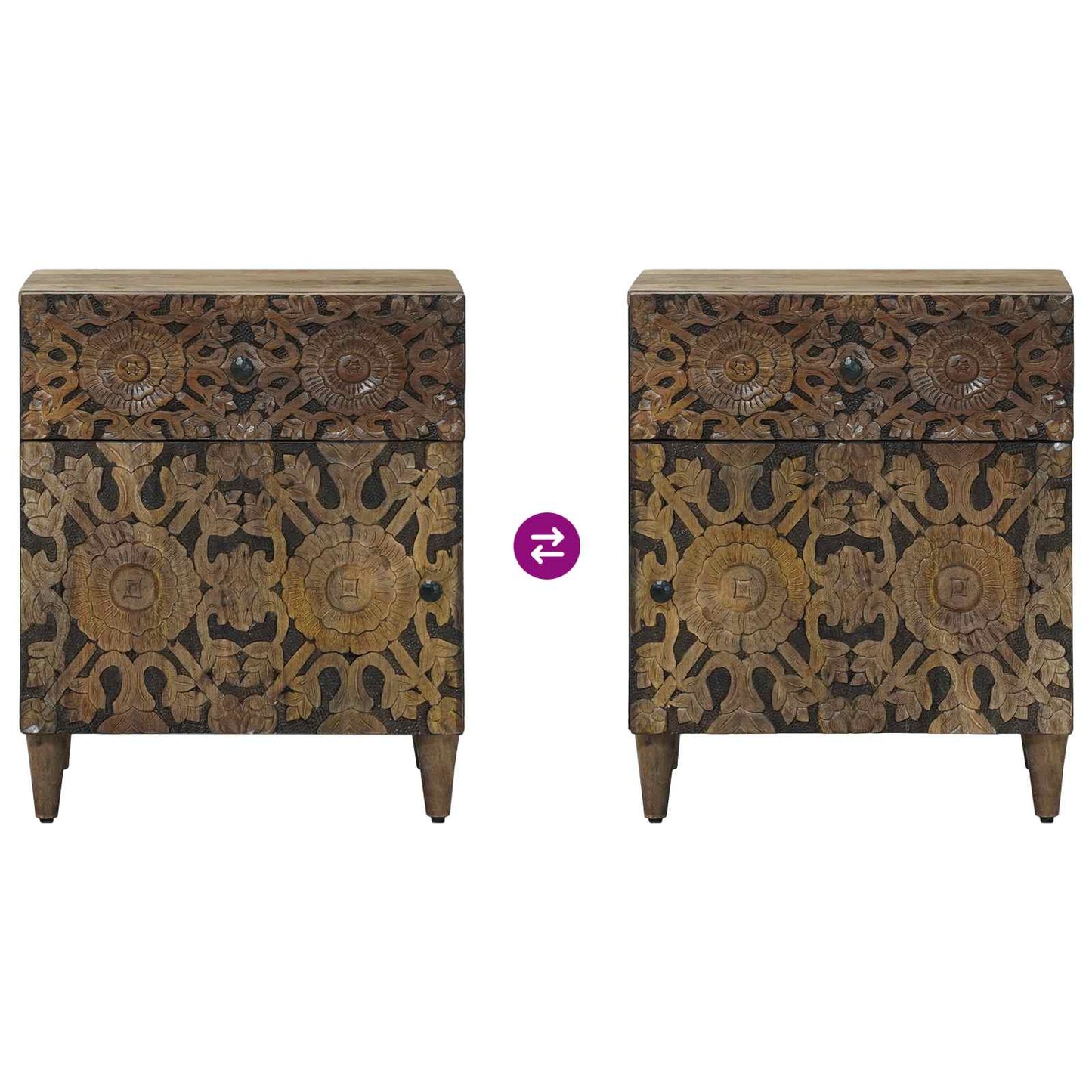 vidaXL Bed cabinet with Drawer Brown 50 x 33 x 60 cm Solid Mango Wood