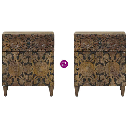 vidaXL Bed cabinet with Drawer Brown 50 x 33 x 60 cm Solid Mango Wood
