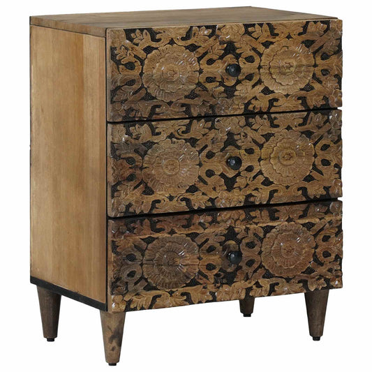 vidaXL Bed cabinet with Drawer Brown 50 x 33 x 60 cm Solid Mango Wood