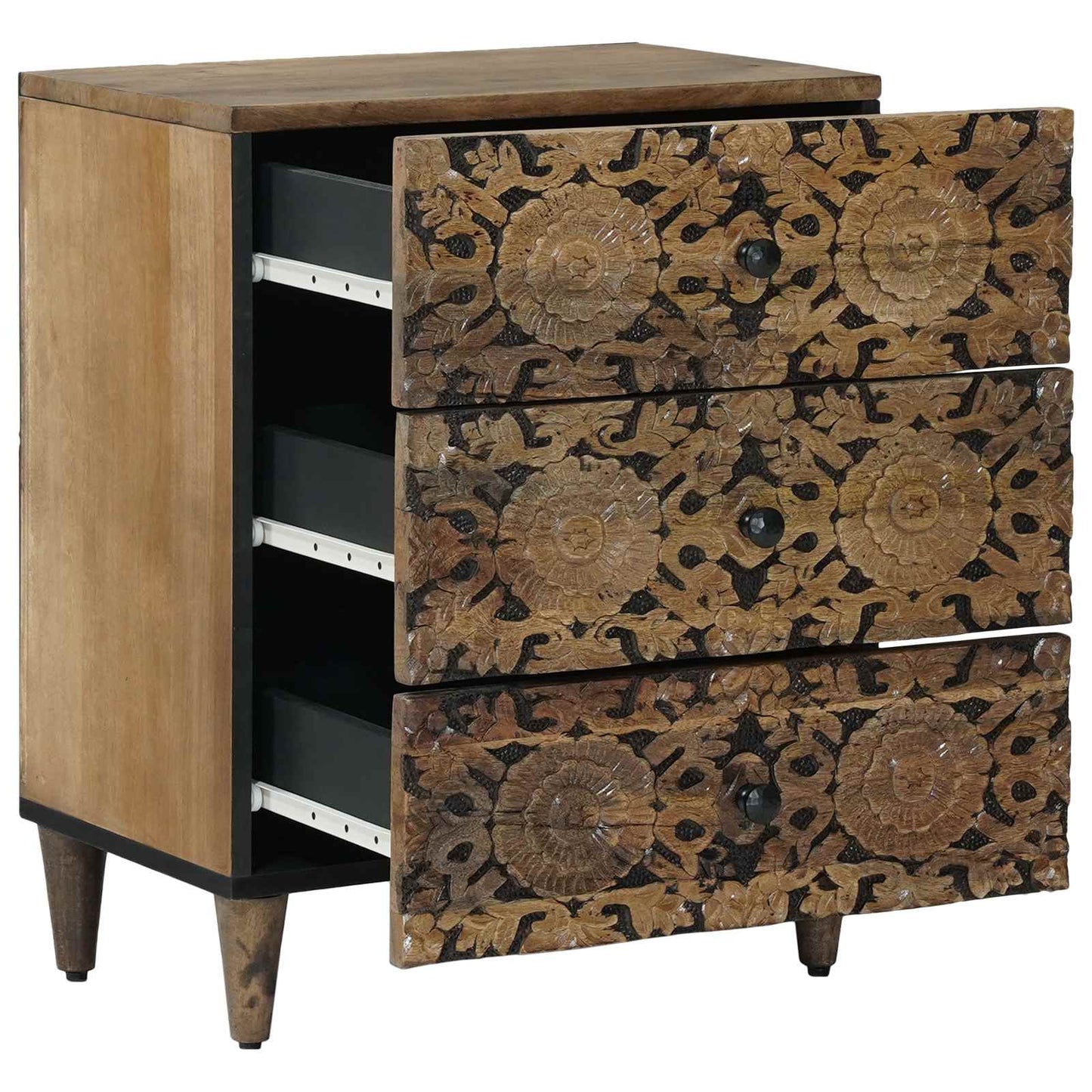 vidaXL Bed cabinet with Drawer Brown 50 x 33 x 60 cm Solid Mango Wood