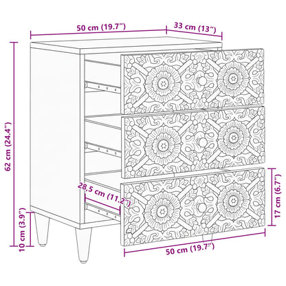 vidaXL Bed cabinet with Drawer Brown 50 x 33 x 60 cm Solid Mango Wood