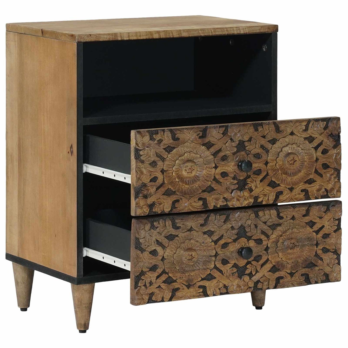 vidaXL Bed cabinet with Drawer Brown 50 x 33 x 60 cm Solid Mango Wood