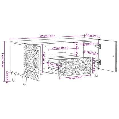 vidaXL TV Cabinet with Door Brown 105 x 33.5 x 46 cm Solid Mango Wood