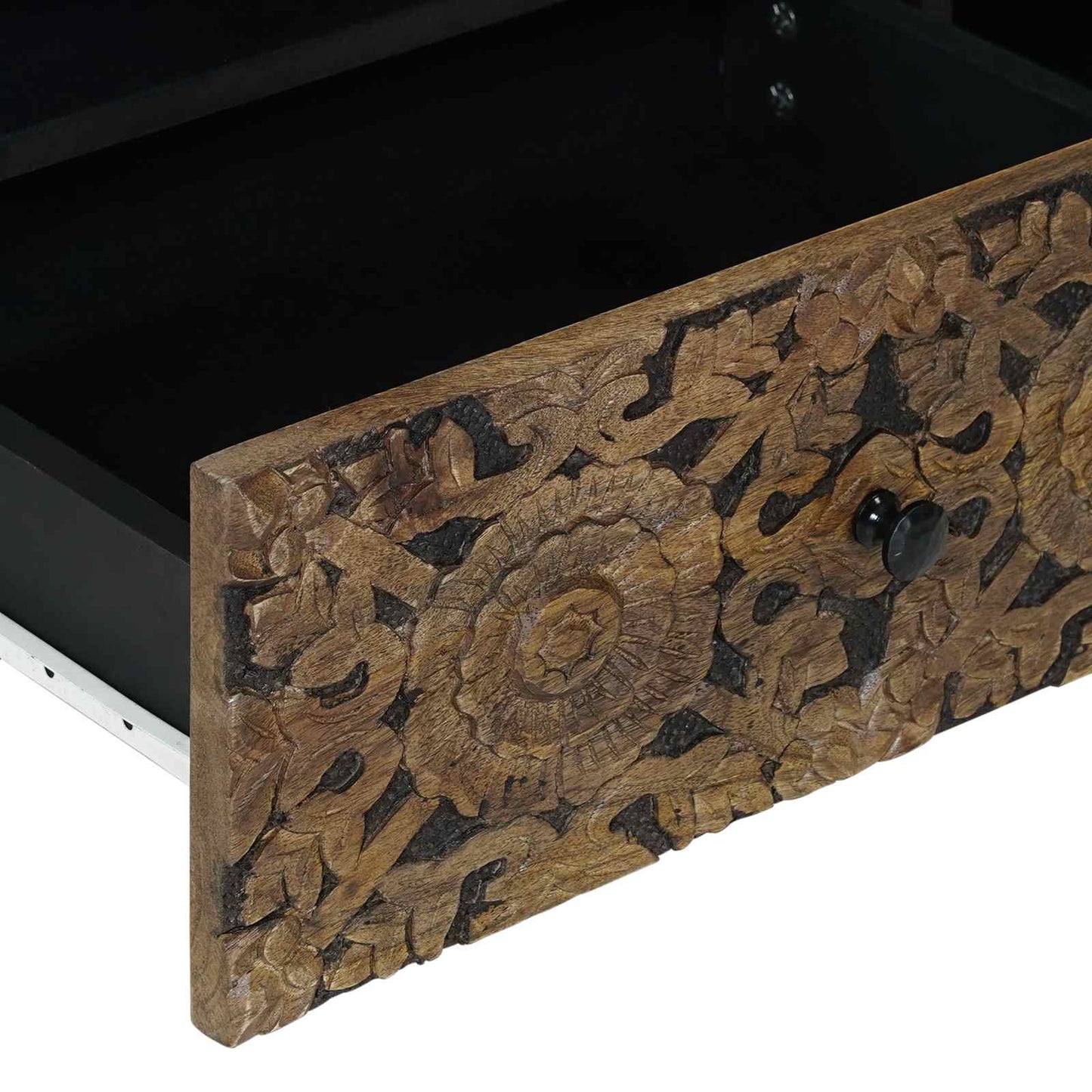 vidaXL TV Cabinet with Drawer Brown 80 x 33.5 x 46 cm Solid Mango Wood