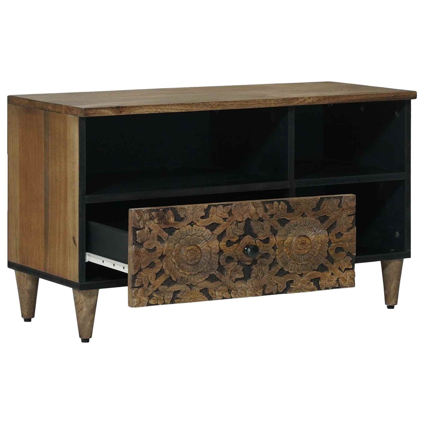 vidaXL TV Cabinet with Drawer Brown 80 x 33.5 x 46 cm Solid Mango Wood