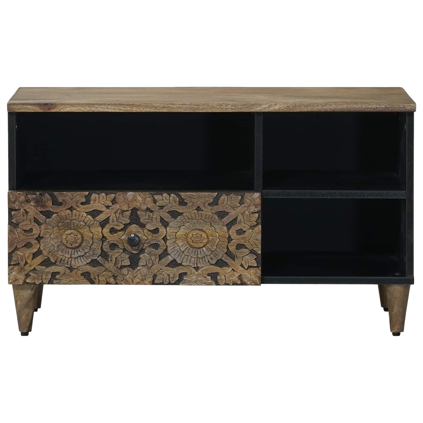 vidaXL TV Cabinet with Drawer Brown 80 x 33.5 x 46 cm Solid Mango Wood