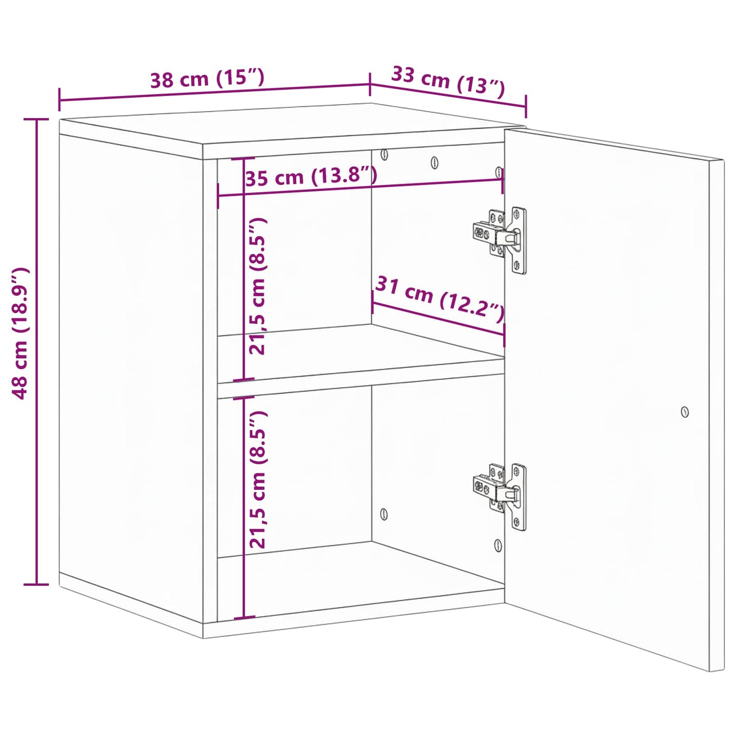 vidaXL Bathroom Hanging Cabinet with Storage Brown 38 x 33.5 x 48 cm