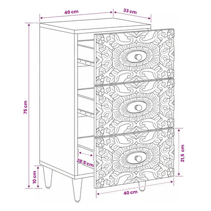 vidaXL Sideboard Brown 40 x 33.5 x 75 cm Solid Mango Wood