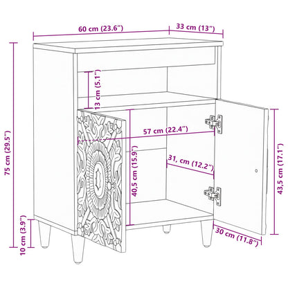 vidaXL Sideboard with Storage Brown 60 x 33.5 x 75 cm Solid Mango Wood