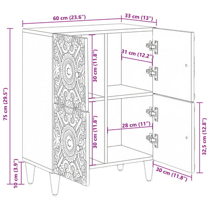 vidaXL Sideboard with Storage Brown 60 x 33.5 x 75 cm Solid Mango Wood