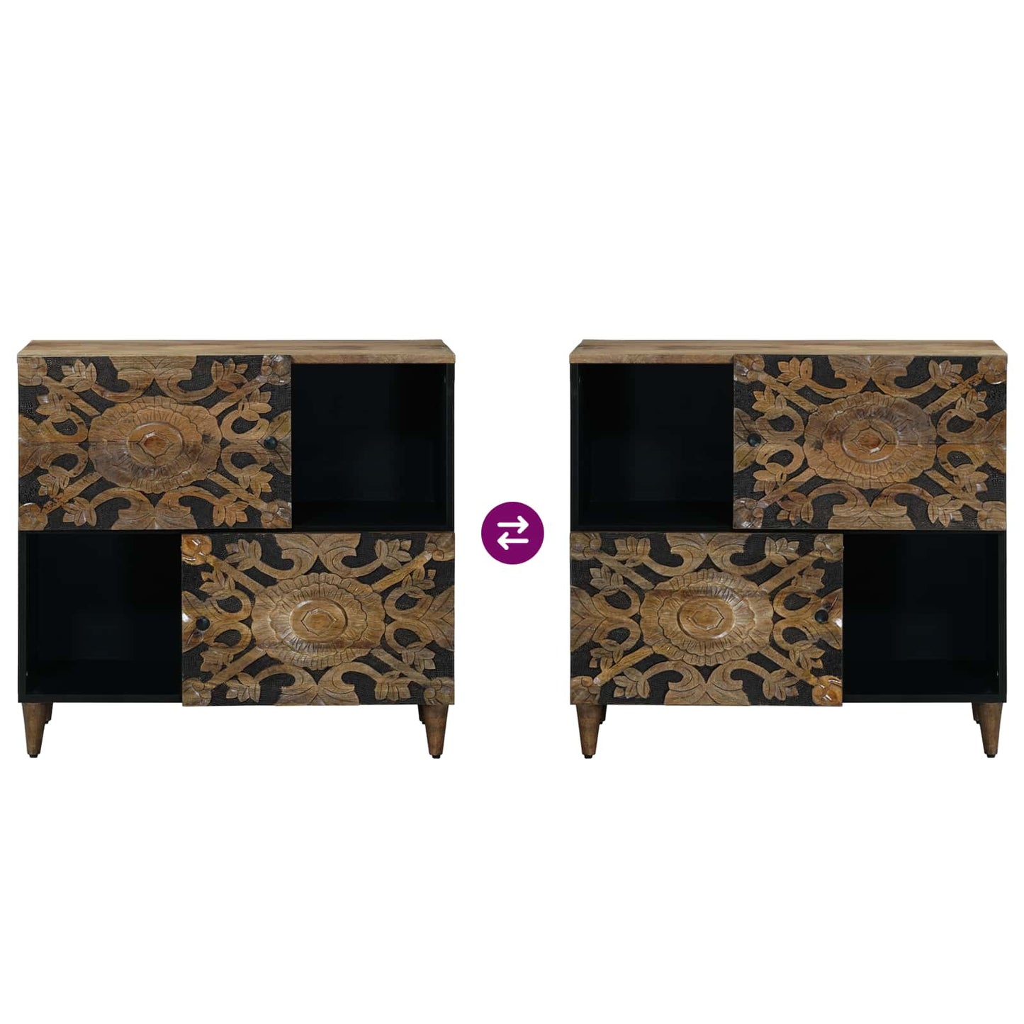 vidaXL Sideboard with Storage Brown 80 x 33.5 x 75 cm Solid Mango Wood