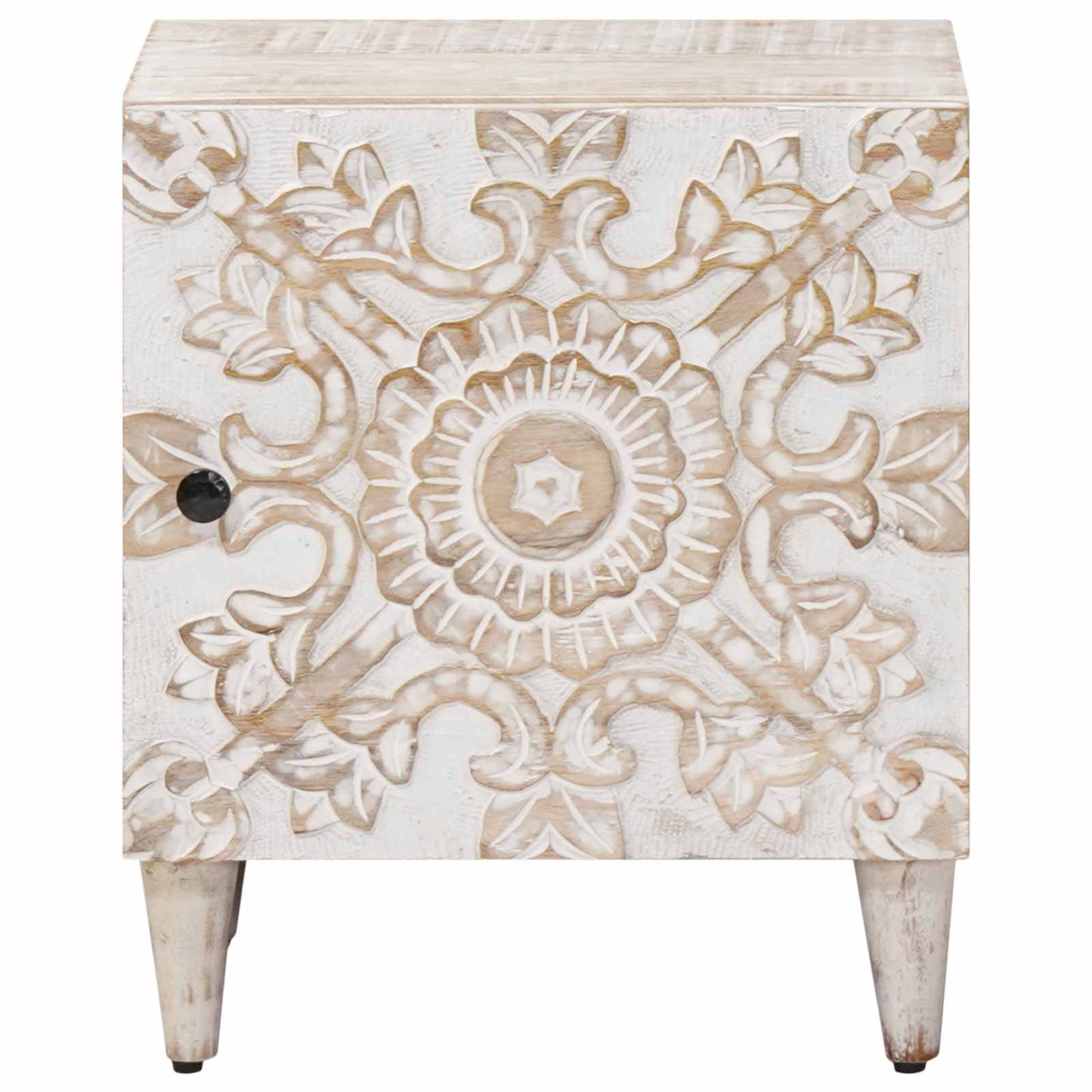 vidaXL Bedside Cabinet 2 pcs White 40 x 33.5 x 46 cm Solid Mango Wood