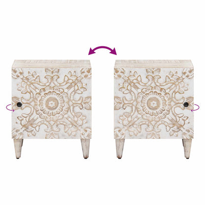 vidaXL Bedside Cabinet 2 pcs White 40 x 33.5 x 46 cm Solid Mango Wood