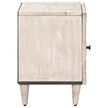 vidaXL Bedside Cabinet 2 pcs White 40 x 33.5 x 46 cm Solid Mango Wood