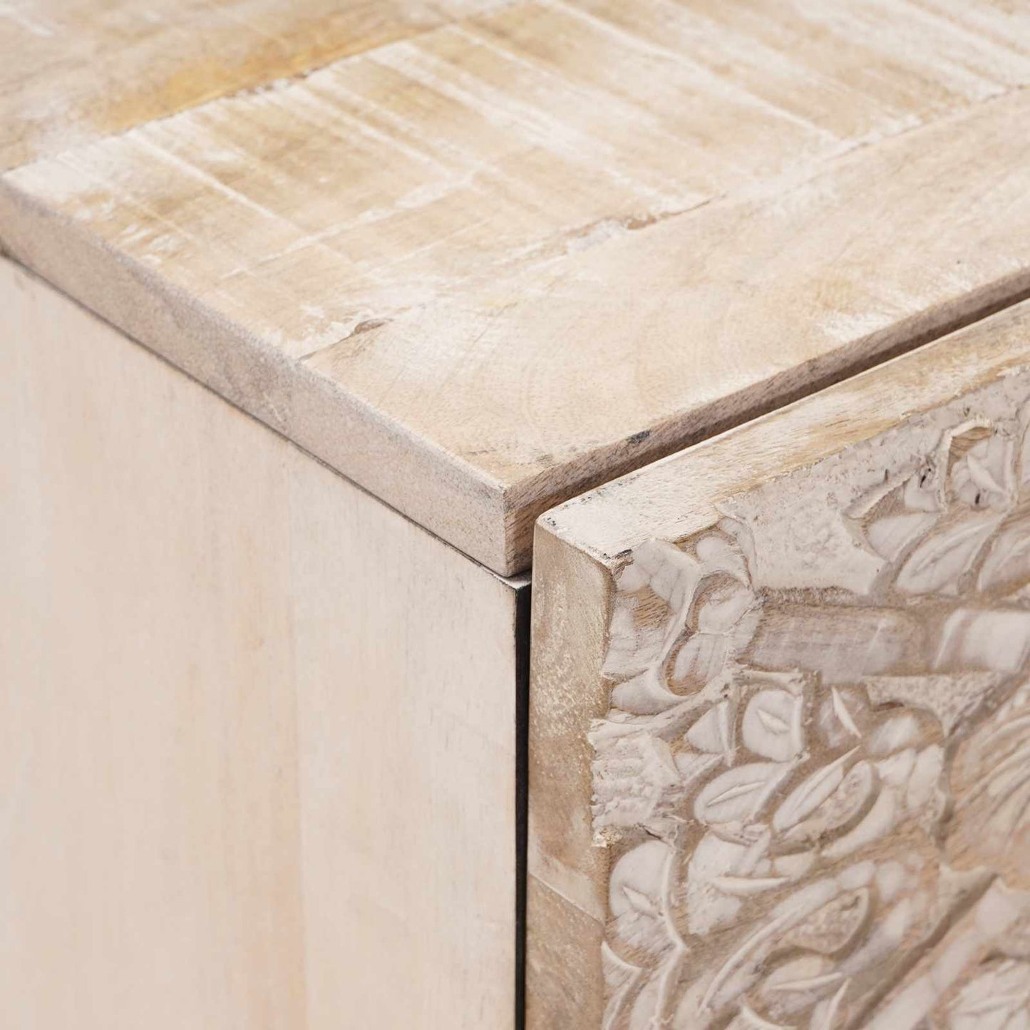 vidaXL Bedside Cabinet White 40 x 33.5 x 46 cm Solid Mango Wood