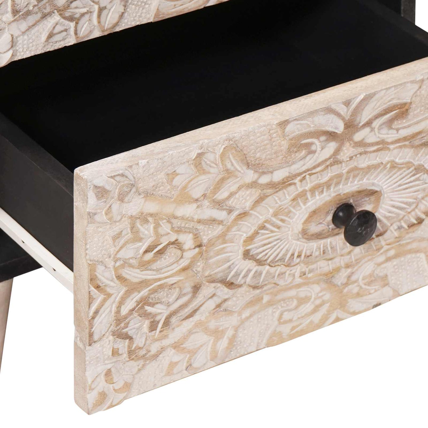 vidaXL Bedside Cabinet 2 pcs White 40 x 33.5 x 46 cm Solid Mango Wood