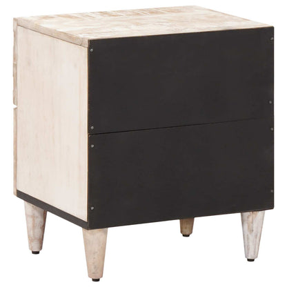 vidaXL Bedside Cabinet 2 pcs White 40 x 33.5 x 46 cm Solid Mango Wood