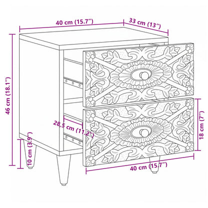 vidaXL Bedside Cabinet 2 pcs White 40 x 33.5 x 46 cm Solid Mango Wood