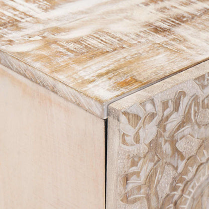 vidaXL TV Cabinet White 105 x 33.5 x 46 cm Solid Mango Wood