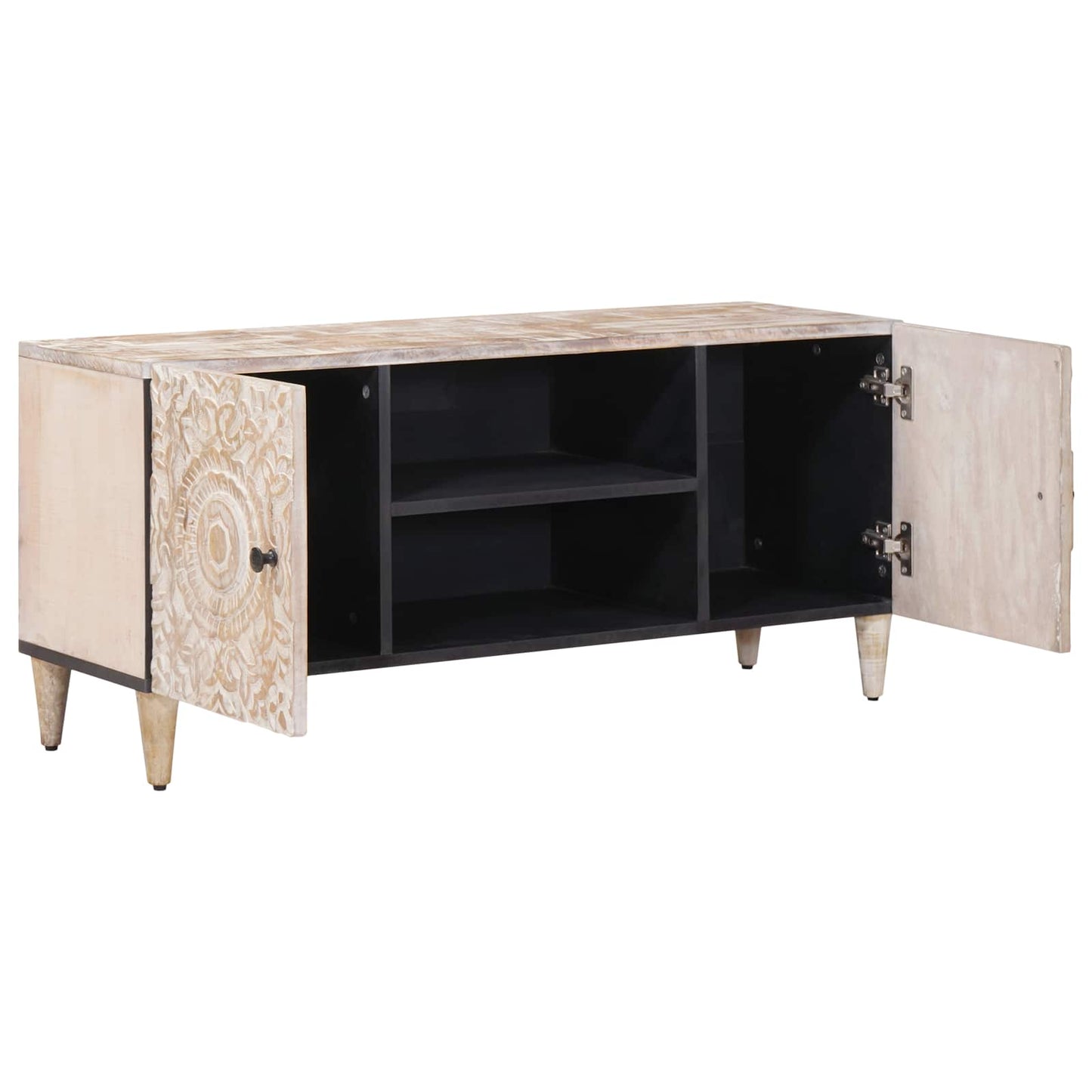 vidaXL TV Cabinet White 105 x 33.5 x 46 cm Solid Mango Wood