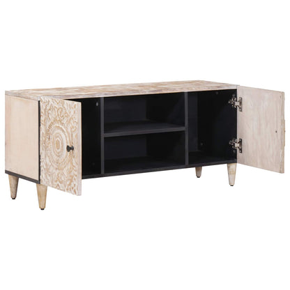 vidaXL TV Cabinet White 105 x 33.5 x 46 cm Solid Mango Wood
