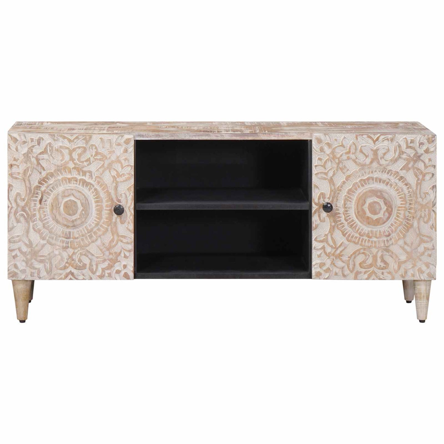 vidaXL TV Cabinet White 105 x 33.5 x 46 cm Solid Mango Wood