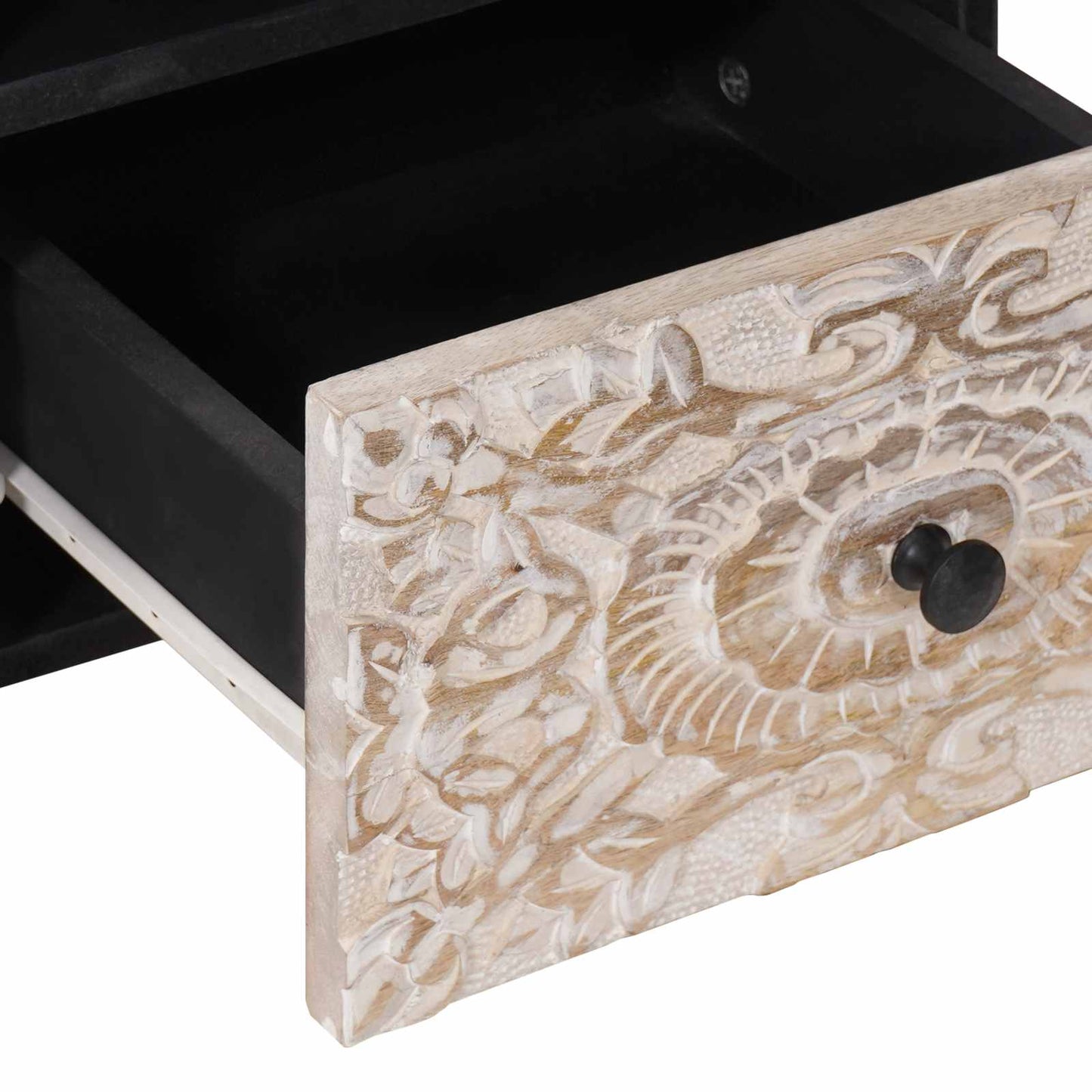 vidaXL TV Cabinet White 70 x 33.5 x 46 cm Solid Mango Wood