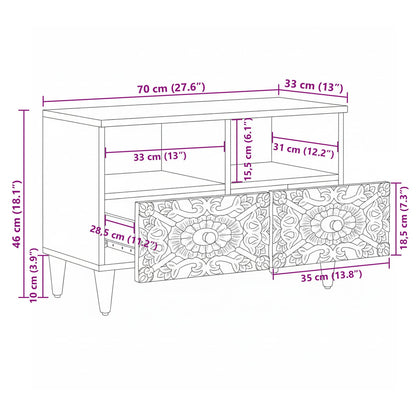 vidaXL TV Cabinet White 70 x 33.5 x 46 cm Solid Mango Wood