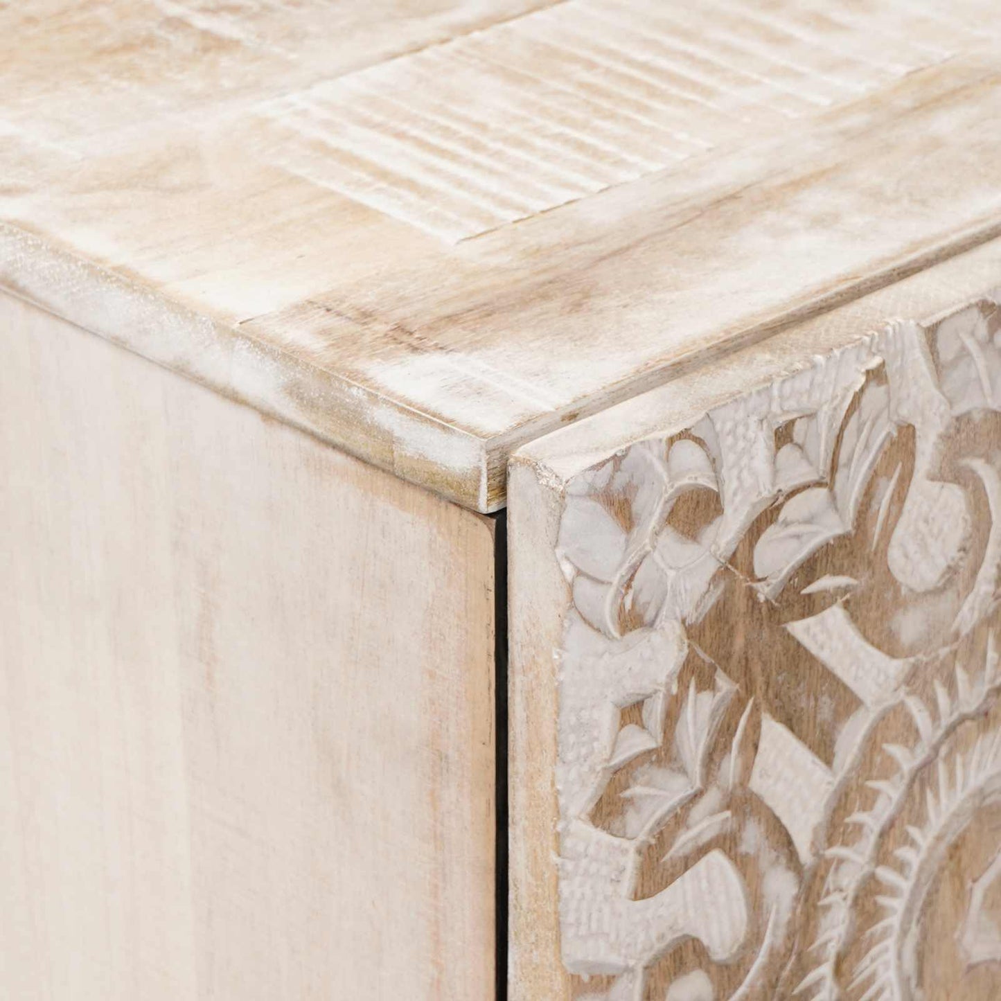 vidaXL Storage Sideboard White 60 x 33.5 x 75 cm Solid Mango Wood