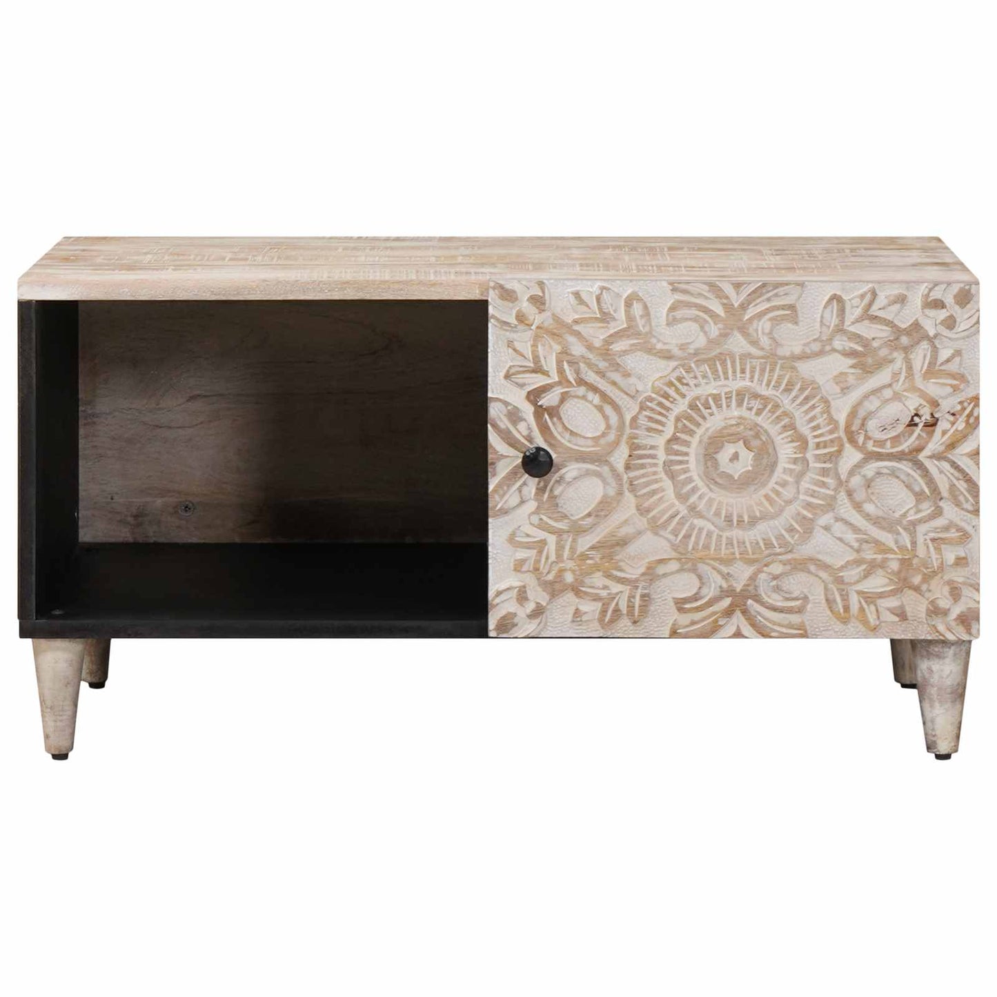 vidaXL Coffee Table White 80 x 50 x 40 cm Solid Mango Wood