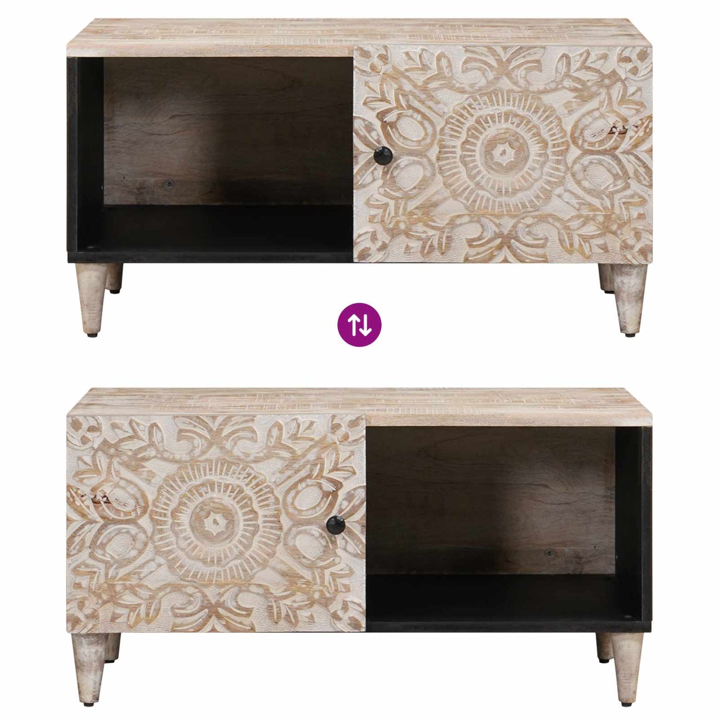 vidaXL Coffee Table White 80 x 50 x 40 cm Solid Mango Wood