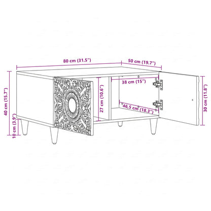 vidaXL Coffee Table White 80 x 50 x 40 cm Solid Mango Wood