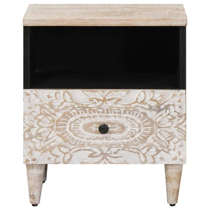 vidaXL Bed cabinet 2 pcs White 40 x 33 x 46 cm Solid Mango Wood