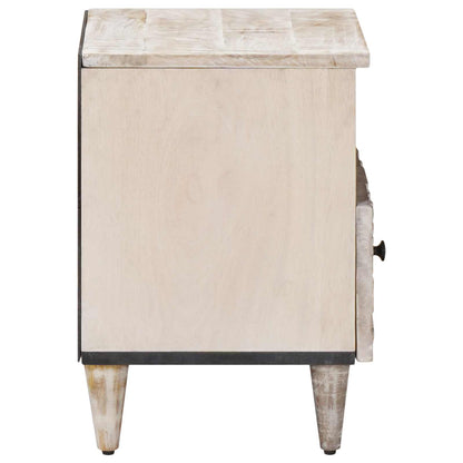 vidaXL Bed cabinet 2 pcs White 40 x 33 x 46 cm Solid Mango Wood