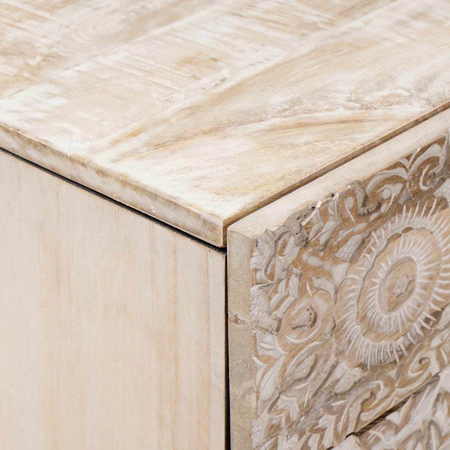 vidaXL Bed cabinet with Drawer White 50 x 33 x 60 cm Solid Mango Wood