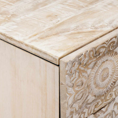 vidaXL Bed cabinet with Drawer White 50 x 33 x 60 cm Solid Mango Wood