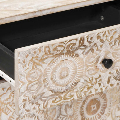 vidaXL Bed cabinet with Drawer White 50 x 33 x 60 cm Solid Mango Wood