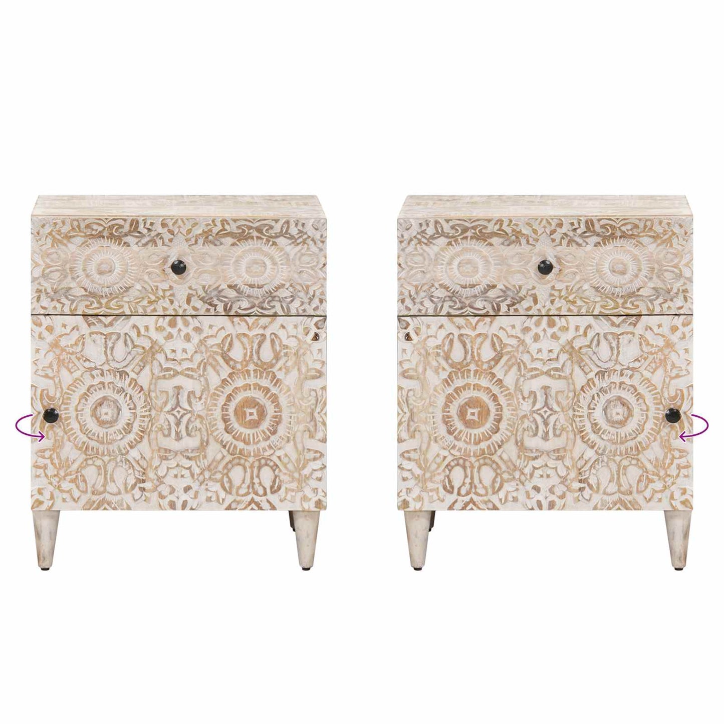 vidaXL Bed cabinet with Drawer White 50 x 33 x 60 cm Solid Mango Wood