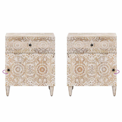 vidaXL Bed cabinet with Drawer White 50 x 33 x 60 cm Solid Mango Wood