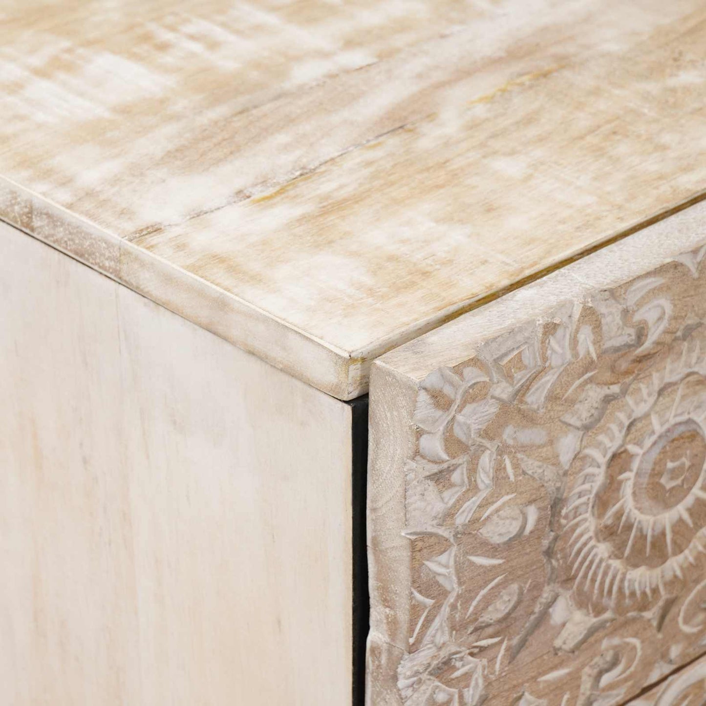 vidaXL Bed cabinet with Drawer White 50 x 33 x 60 cm Solid Mango Wood